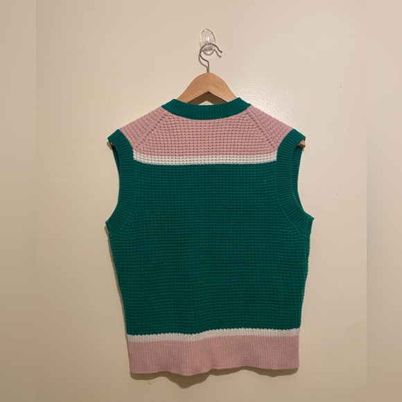 Marni Uniqlo V-Neck Sweater Vest in Green and Pink. Size M - Picture 4 of 8
